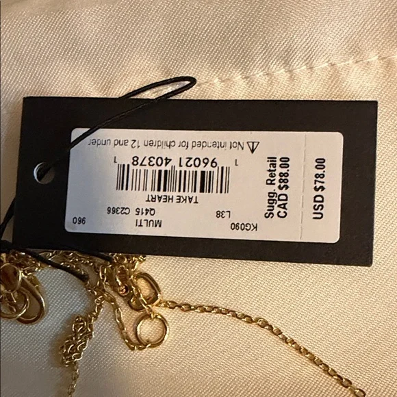 kate spade Gold Heart Pendant Necklace with Multicolor Stone Border - Picture 2 of 4